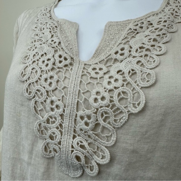 Carla Conti Made in Italy Linen Beige Crochet Lace Dress, XS - Picture 11 of 12